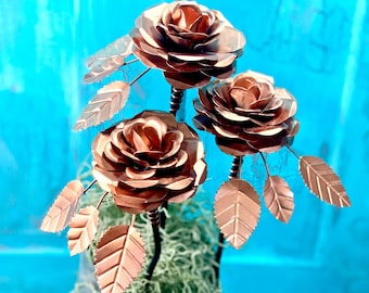 Set of 3 Copper Rose Sculptures LTZAF050SET3