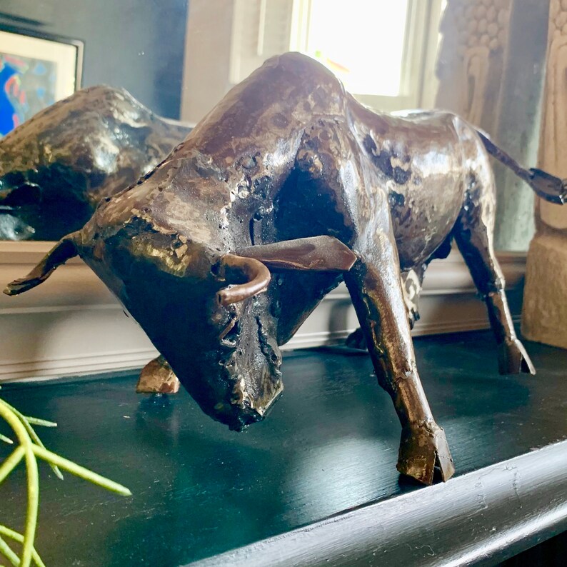 Recycled Metal Bull Sculpture ART083 Etsy