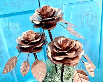 Set|3 Copper Roses