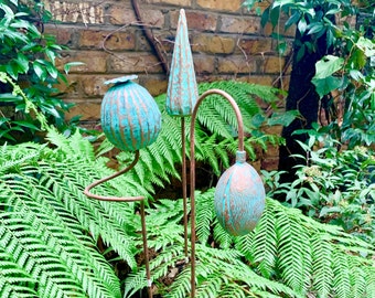 Three Flower Seedhead Garden Stakes