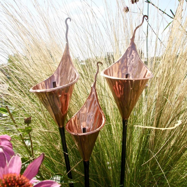 Set/3 Copper Fluted Arum Lily Sculpture