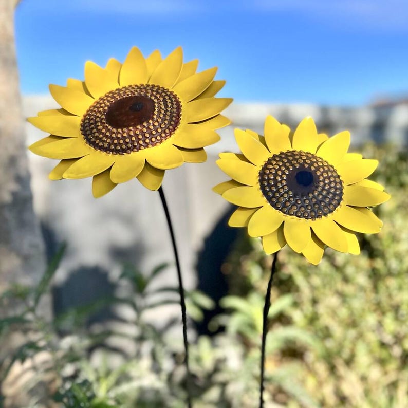 Two Sunflower Garden Sculptures - Etsy
