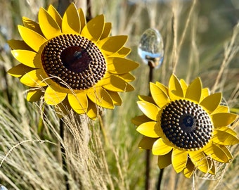 Set of 2 Sunflower Garden Sculptures