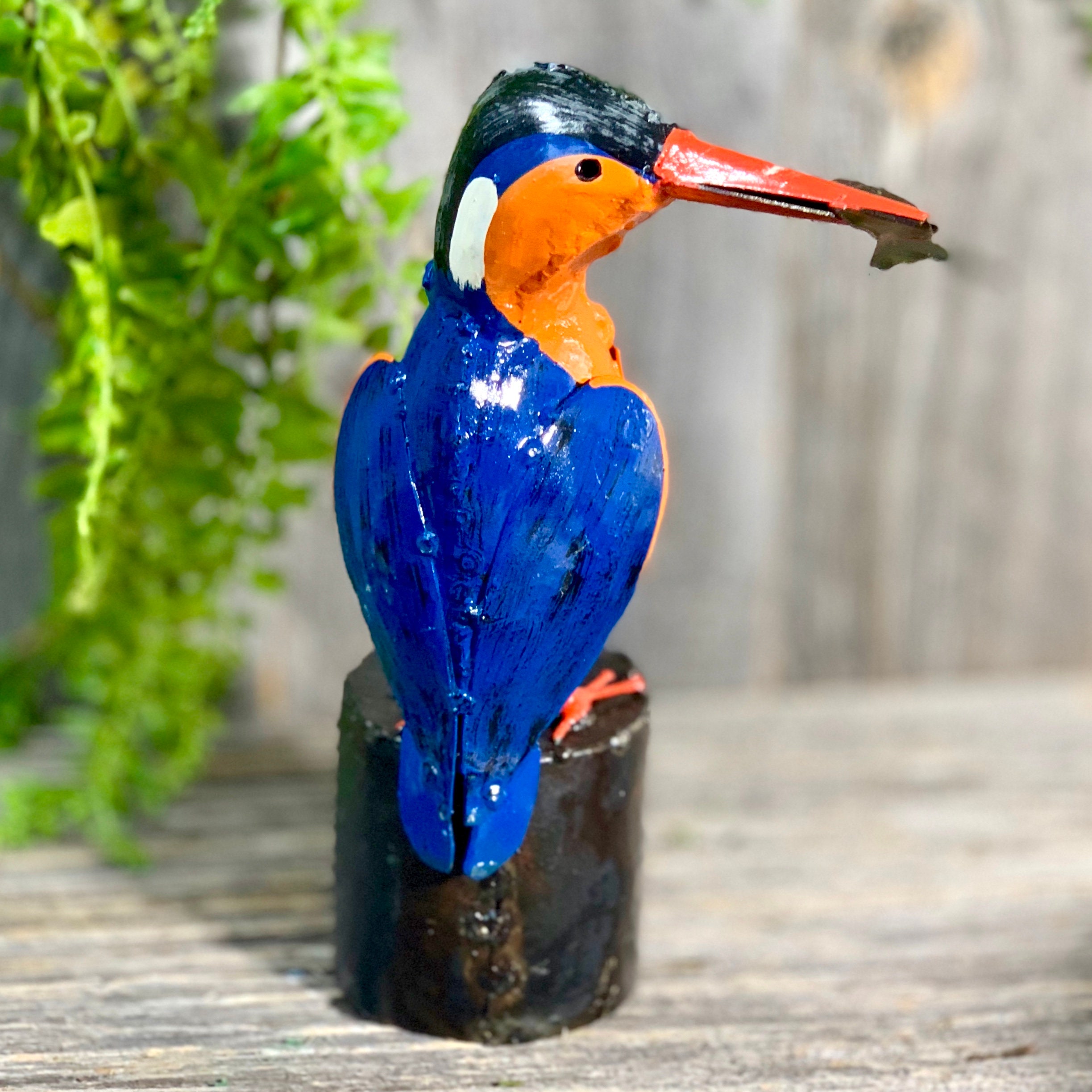 Handpainted Kingfisher Garden Sculpture ART013 Etsy