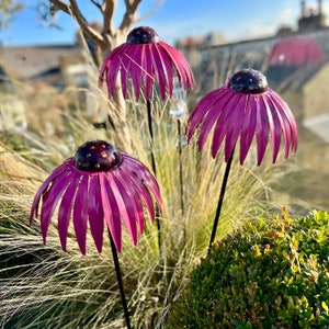 Set of 3 Echinacea Flower Sculptures image 1