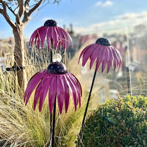 Set of 3 Echinacea Flower Sculptures