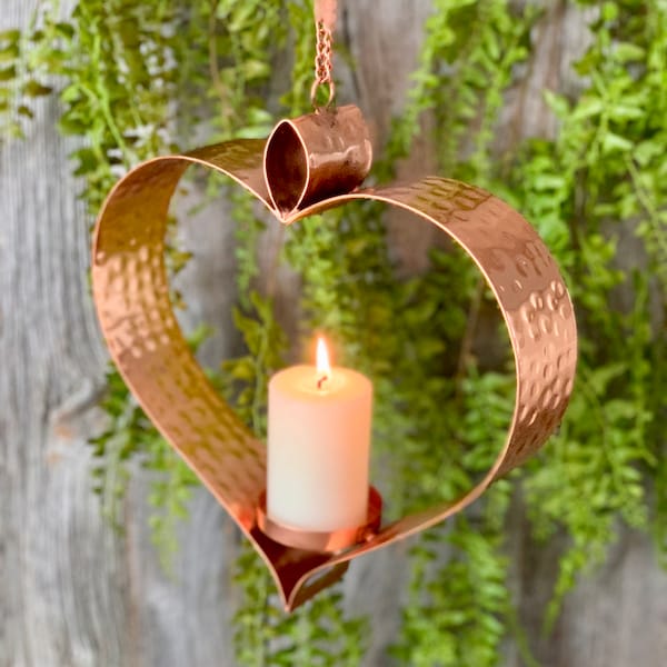 Copper Heart Hanging Candle Holder LTZAF084