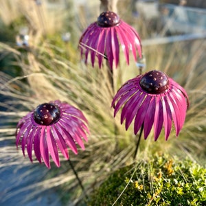 Set of 3 Echinacea Flower Sculptures image 3