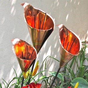 Copper Cala Lily Garden Sculpture