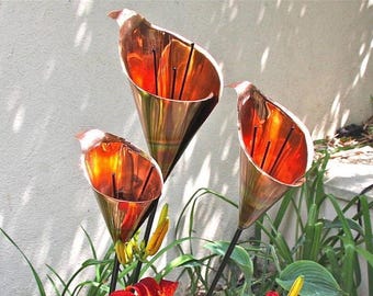 Copper Cala Lily Garden Sculpture