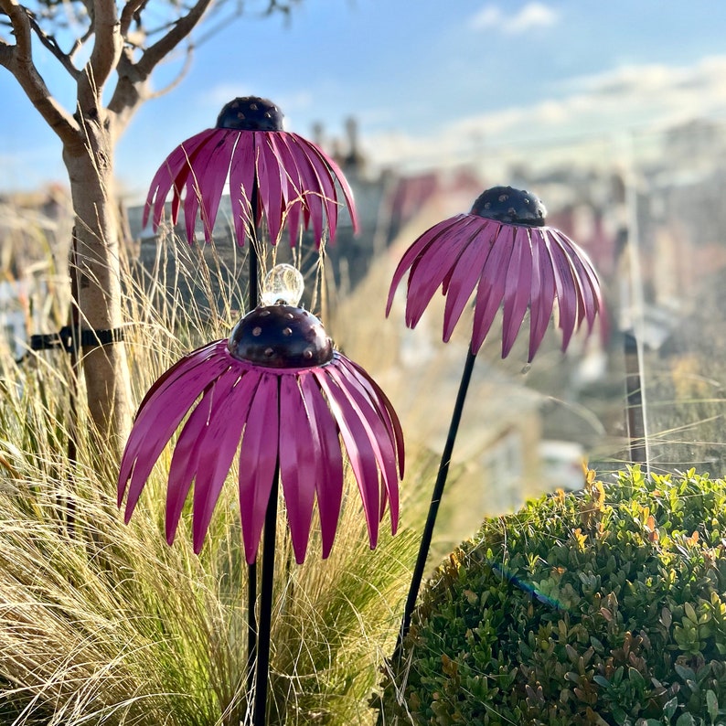 Set of 3 Echinacea Flower Sculptures image 2