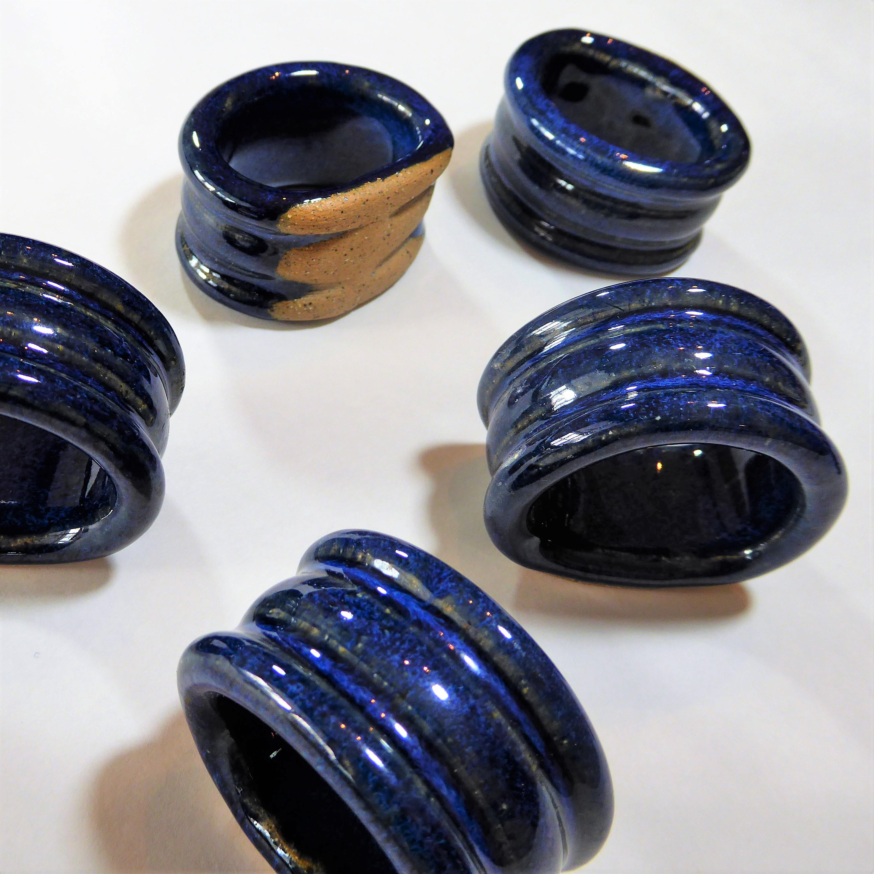 Pottery Napkin Rings Cobalt Blue Napkin Rings Farmhouse Etsy
