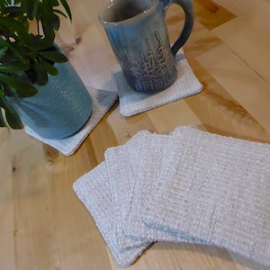 Fabric Coaster Sets that are Water-Proof and Kid Friendly, Soft White