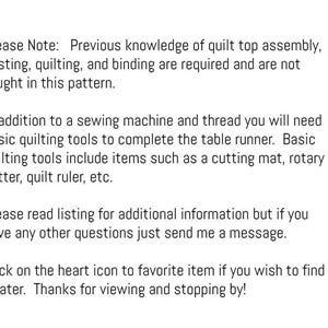 May include: Text-based instructions for a quilting project. The text explains that previous knowledge of quilt top assembly, basting, quilting, and binding is required. It also lists basic quilting tools needed to complete the project, such as a cutting mat, rotary cutter, and quilt ruler.