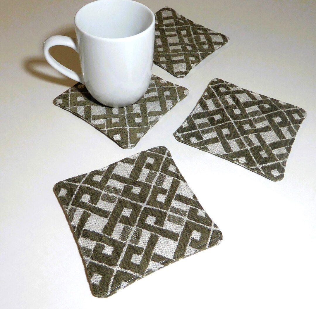 Gray Coasters, Fabric Coasters, Cloth Coasters, Coaster Sets