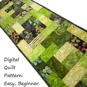 Table Runner Quilt Patterns, Table Runner Patterns, Modern Quilt Pattern, Scraps or Jelly Roll Pattern, Digital Download, Very Easy Beginner