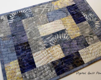 Placemat Quilt Pattern, Place Mat Sewing Pattern, Modern Quilt Pattern, Scraps or Jelly Roll Pattern, Digital Download, Very Easy Beginner