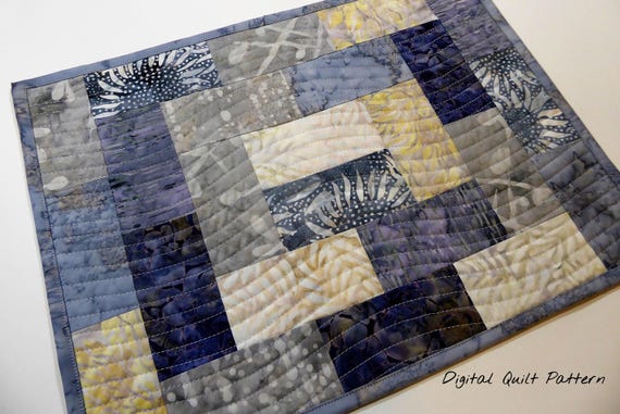 Placemat Quilt Pattern, Place Mat Sewing Pattern, Modern Quilt Pattern, Scraps or Jelly Roll Pattern, Digital Download, Very Easy Beginner