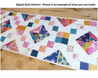Quilted Table Runner Pattern: 5-inch Charm Squares (Digital Download PDF), Beginner Friendly