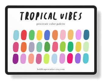 Procreate Color Palette | Color swatches | Tropical Vibes | Pink Blue Green | iPad lettering, illustration, digital art, iPad Illustration