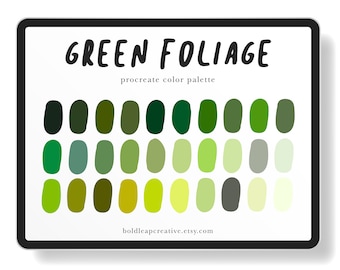 Procreate Color Palette | Color swatches | Green Foliage | Leaves Plant Green | iPad lettering, illustration, digital art, iPad Illustration