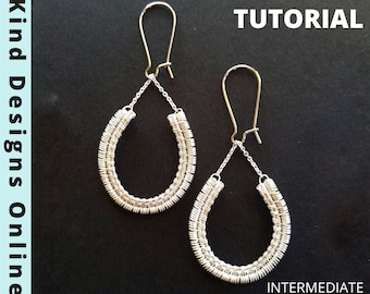 Wire Wrapped Earring Tutorial Earring Dangle DIY Hoop Earrings Wire Weaving Tutorials Wire Work Tutorial Jewelry Making Adult Craft Wire Art