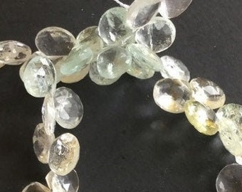 Aquamarine - Heliodor - Pink Morganite Beads - Faceted Teardrop Beads - Graduated Color Beads - Gemstone Beads - Real stone Beads - Yellow