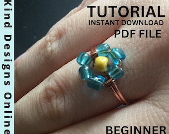 Flower Wire Wrapped Ring Tutorial Digital Download Beginner Jewelry Step By Step PDF FILE Easy Minimalist Ring DIY Pattern Wire Wrap Crafts