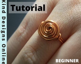 Tutorial Anello con rosa Anello avvolto in filo metallico per principianti, Anello a spirale come guida e kit di file PDF, Come avvolgere i gioielli, Regalo artigianale di gioielli fai da te