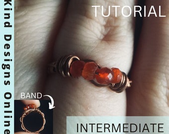 Textured Band Ring Tutorial - Wire Weaving Ring Tutorial - DIY Autumn Jewelry - Stackable Rings - Wire Ring with Stones - Intermediate Level