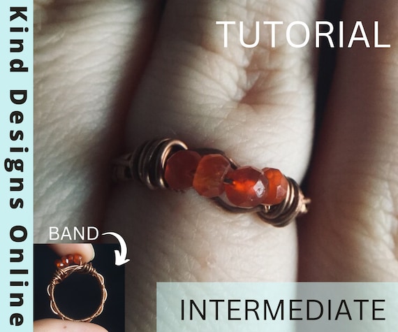 Textured Band Ring Tutorial - Wire Weaving Ring Tutorial - DIY Autumn Jewelry - Stackable Rings - Wire Ring with Stones - Intermediate Level