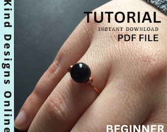 Floating Stone Wire Ring Tutorial Digital Download Beginner Jewelry Step By Step PDF FILE Easy Minimalist Ring DIY Pattern Wire Wrap Crafts
