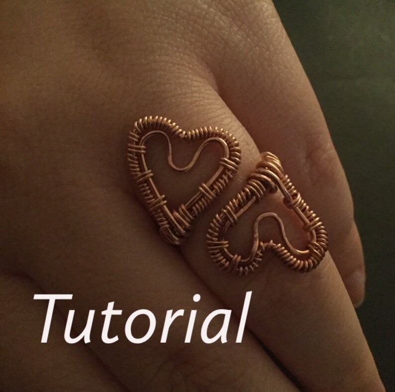 DIY Gift Adjustable Ring Tutorial Double hearts Ring Tutorial Wire Jewelry Tutorial Wire jewelry Pattern Wire wrap tutorial image 8