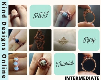 9 Tutorial de anéis de arame enrolado e tecelagem de arame Livro Técnicas de enrolamento de arame Tutorial de anel de arame Tutoriais para iniciantes e avançados PDF de anéis de arame