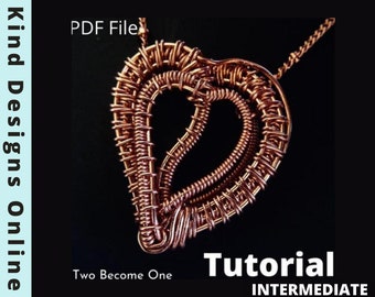 Heart Wire Wrapped Pendant Tutorial PDF, Wire Weaving Necklace Pattern, DIY Jewelry Making Guide, Fun Wire Wrap PDF, Instant Download