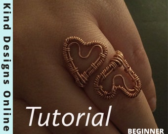 DIY Gift - Adjustable Ring Tutorial - Double hearts Ring Tutorial - Wire Jewelry Tutorial - Wire jewelry Pattern - Wire wrap tutorial