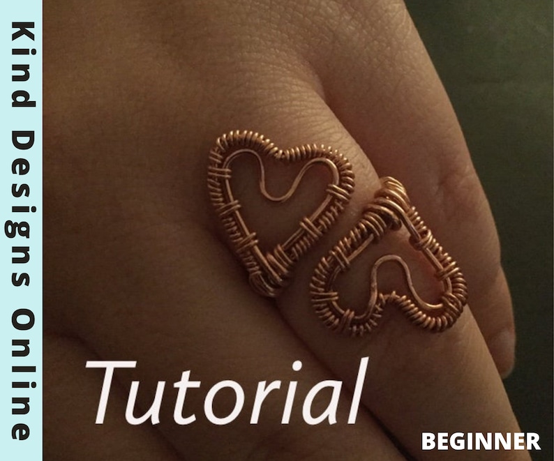 DIY Gift Adjustable Ring Tutorial Double hearts Ring Tutorial Wire Jewelry Tutorial Wire jewelry Pattern Wire wrap tutorial image 1