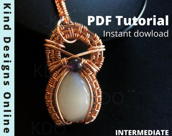 Tutorial de cabochão com pingente de arame em PDF Tutorial de pingente com arame enrolado em joias com arame Tecelagem de arame SEM solda Guia passo a passo Cabochão de arame em PDF