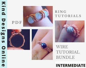 4 Ring Tutorial Bundle - How to make wire woven rings - DIY Wire Wrapped Ring - Wire Tutorials - Wire wrapping without soldering - Handmade
