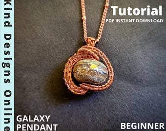 Galaxy Pendant Tutorial for Beginners Wire wrapping tutorials Wire necklace PDF Wire weave tutorial Wire wrapped stone wire wrap pattern diy