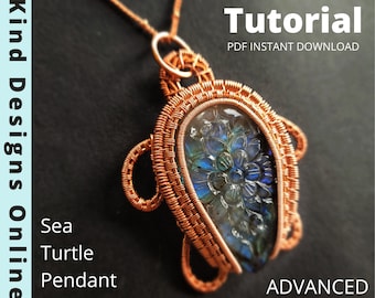 Sea Turtle Pendant Tutorial Wire Weave Tutorial Necklace Animal Jewelry Wire Wrapping Tutorial Wire wrap Jewelry Tutorial Wire Turtle DIY <3