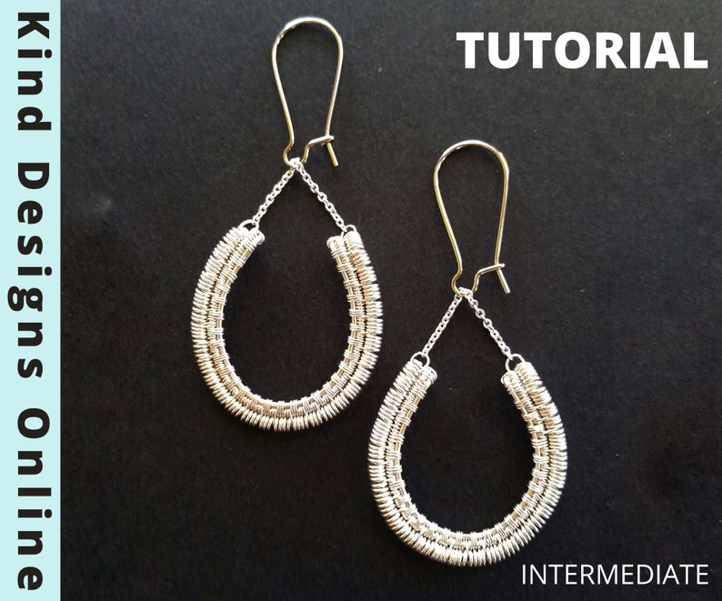 Wire Wrapped Earring Tutorial Earring Dangle DIY Hoop Earrings Wire Weaving Tutorials Wire Work Tutorial Jewelry Making Adult Craft Wire Art image 1