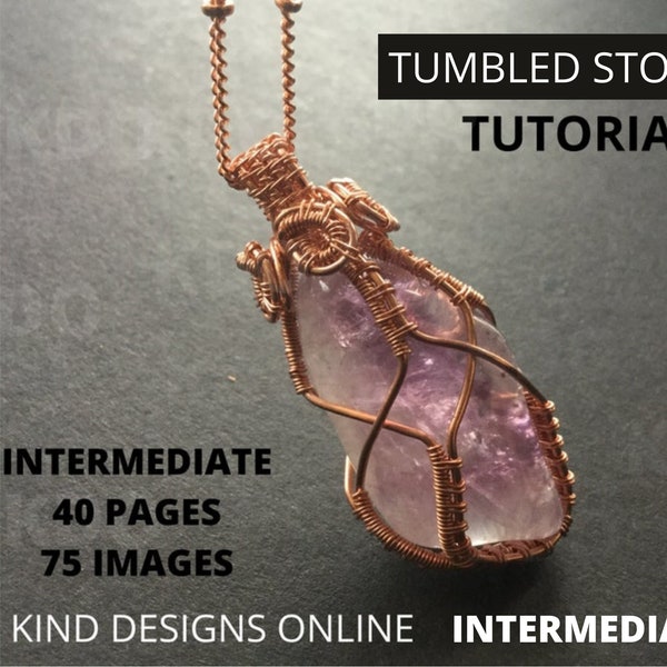 Tumbled Stones Tutorial, Wire wrapped Tutorial, Freeform stone tutorial, Wire wrapped Pendant, wire stone necklace, Jewelry making kit craft