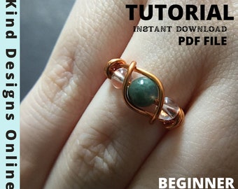 Twist Ring Tutorial, Beginner ring Wire wrapping Tutorial, DIY Pattern Gift, Jewelry Making Tutorial Wire,  How to make Easy DIY Rings craft
