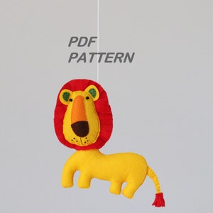 Lion baby mobile pattern, Felt Animals decor PDF ,  baby mobile pattern, Baby Shower Craft Activity, Felt Pattern