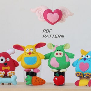 Baby Crib Mobile Pattern /Baby Mobile Pattern/Baby shower/ Nursery Mobile Neutral Decor/Animals mobile/Felt Dolls Pattern/ PDF pattern