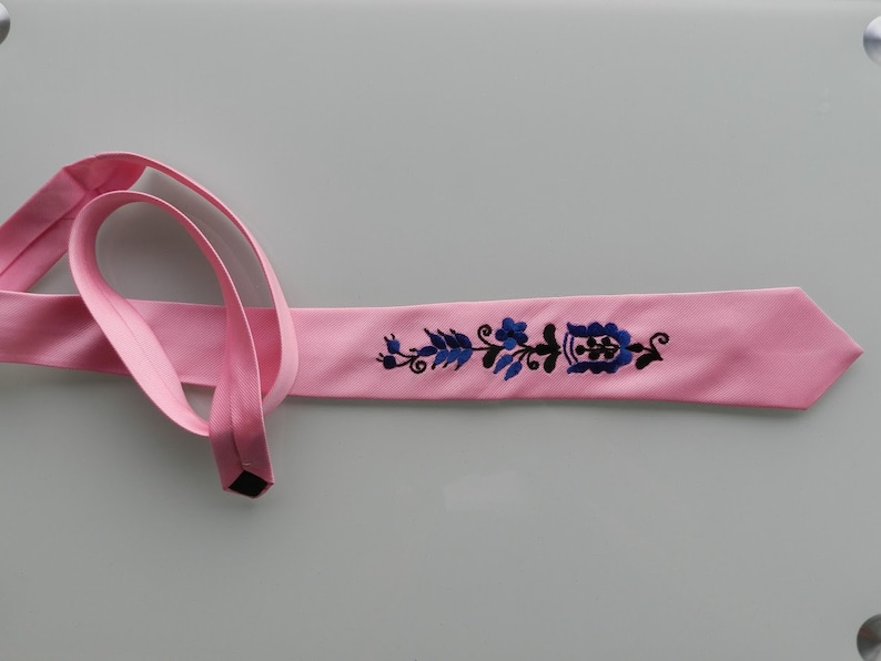 Hand embroidered Kalocsai motif Classic men tie Hungarian embroidered tie Hungarian folk
