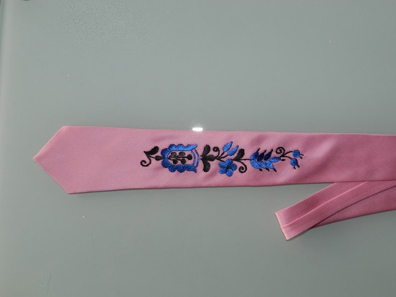 Hand embroidered Kalocsai motif Classic men tie Hungarian embroidered tie Hungarian folk
