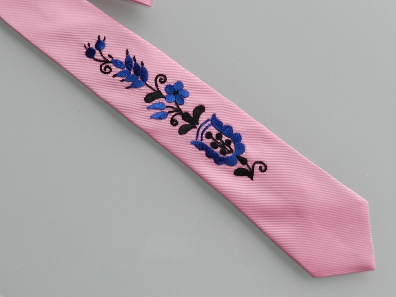 Hand embroidered Kalocsai motif Classic men tie Hungarian embroidered tie Hungarian folk