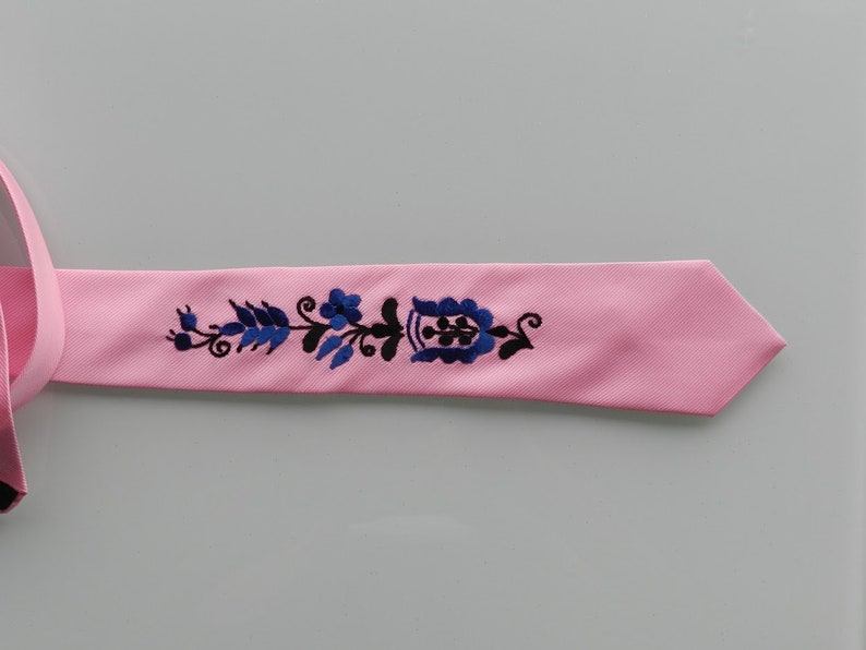 Hand embroidered Kalocsai motif Classic men tie Hungarian embroidered tie Hungarian folk